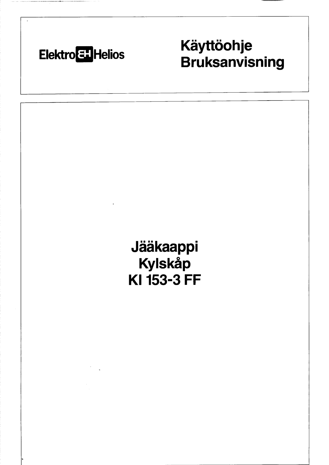 Elektro helios KI153-3FF User Manual