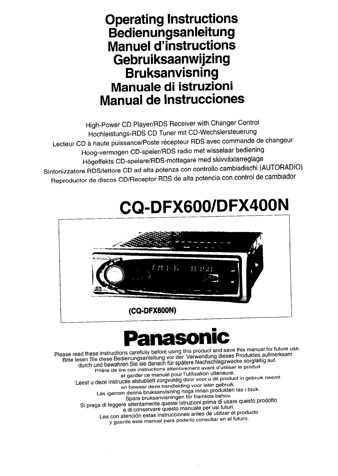 Panasonic CQ-DFX600N, CQ-DFX400N User Manual