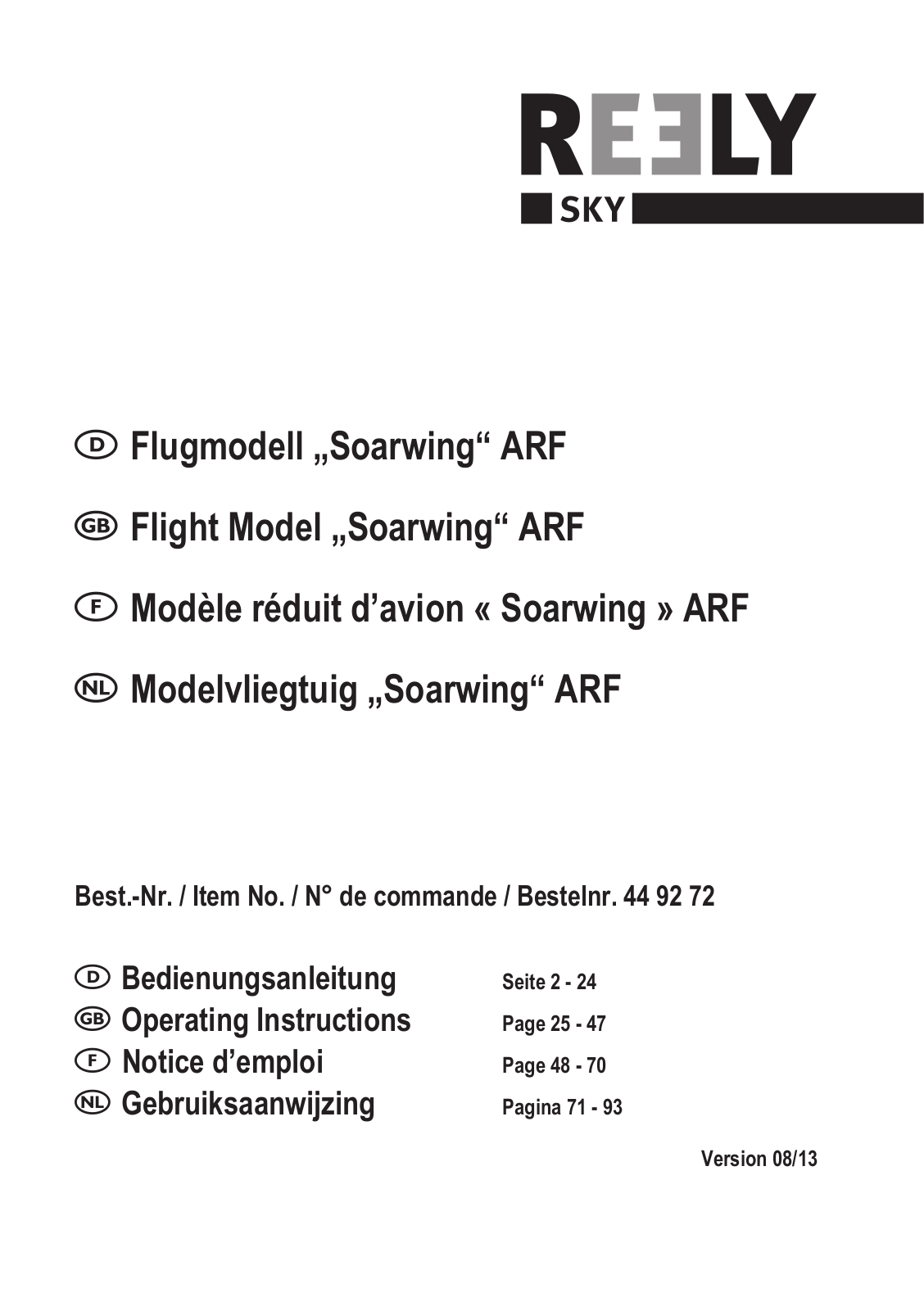 Reely Soarwing User manual