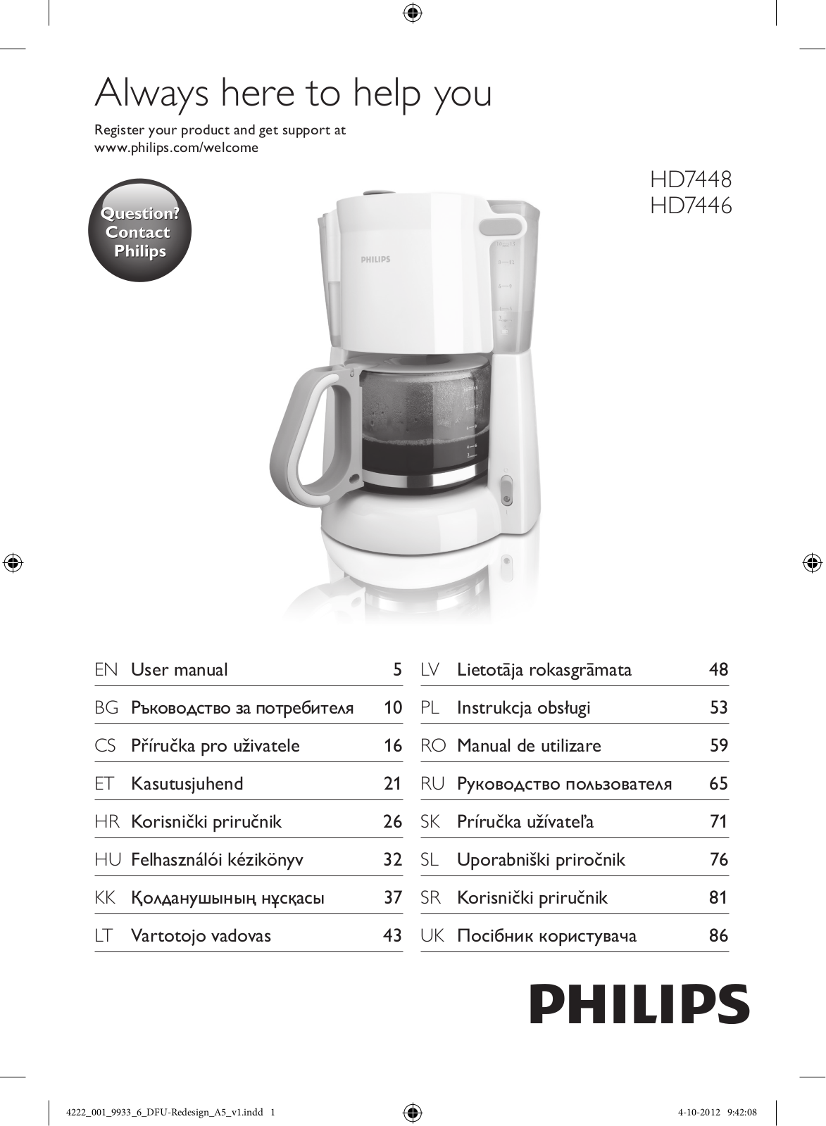 PHILIPS HD7448, HD7446 User Manual