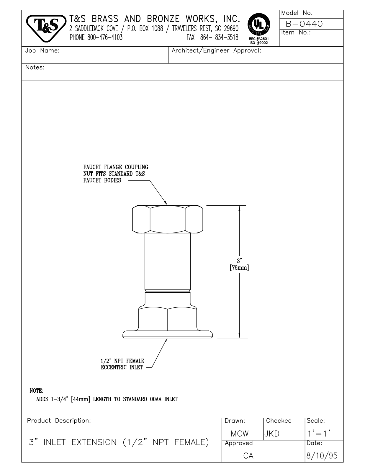 T&S Brass B-0440 User Manual