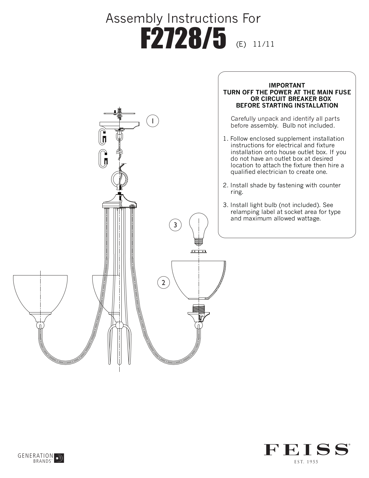 Feiss F2728-5 User Manual