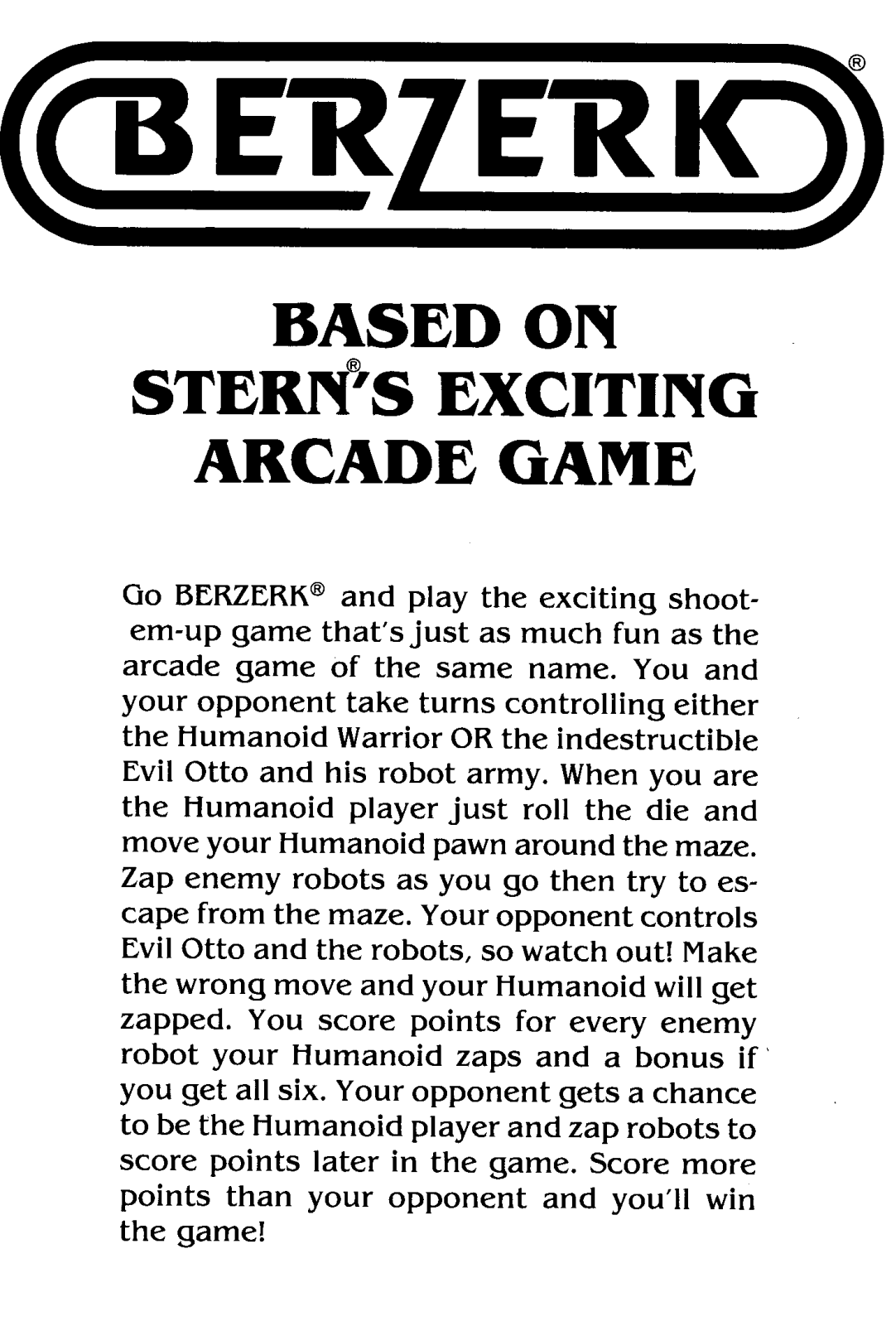 Hasbro BERZERK User Manual