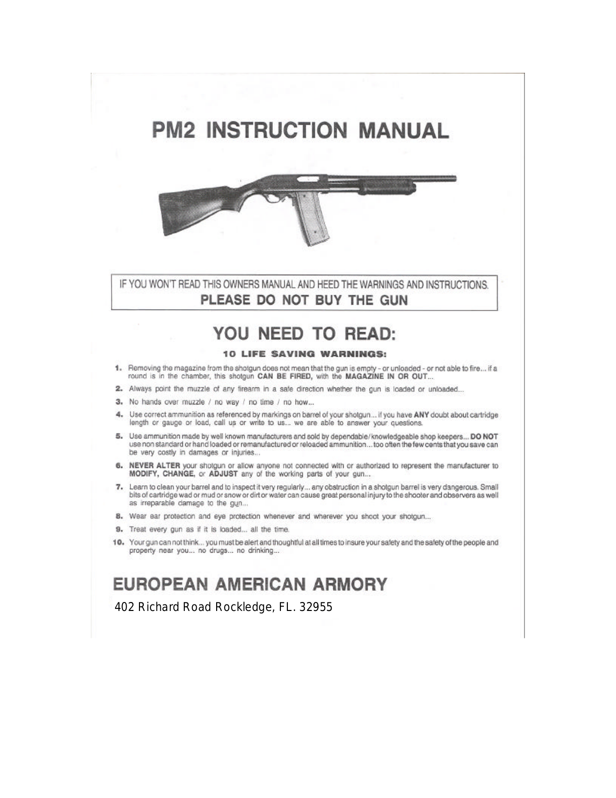 EAA PM2 Instruction Manual