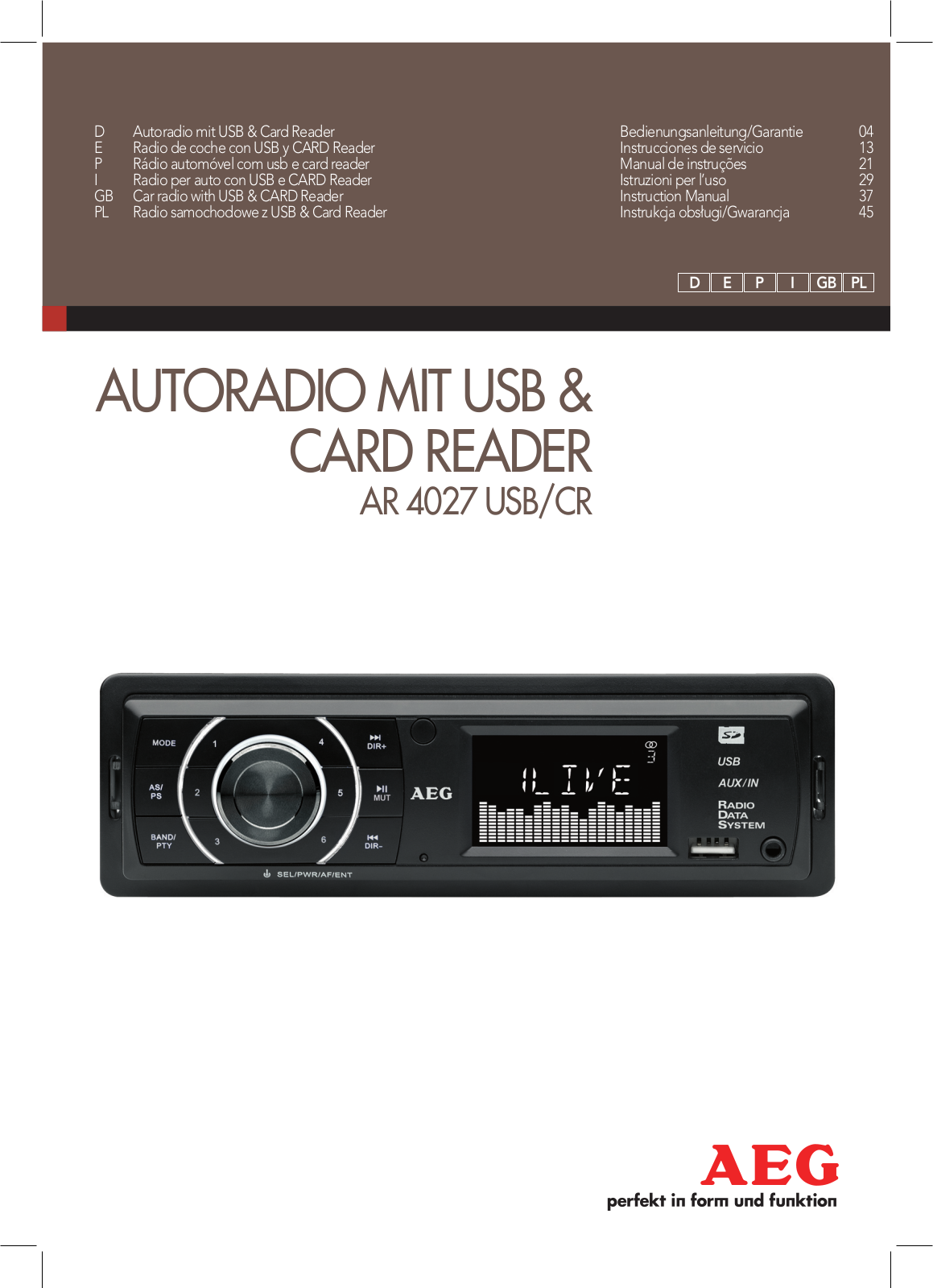 AEG AR 4027 USB-CR User Manual