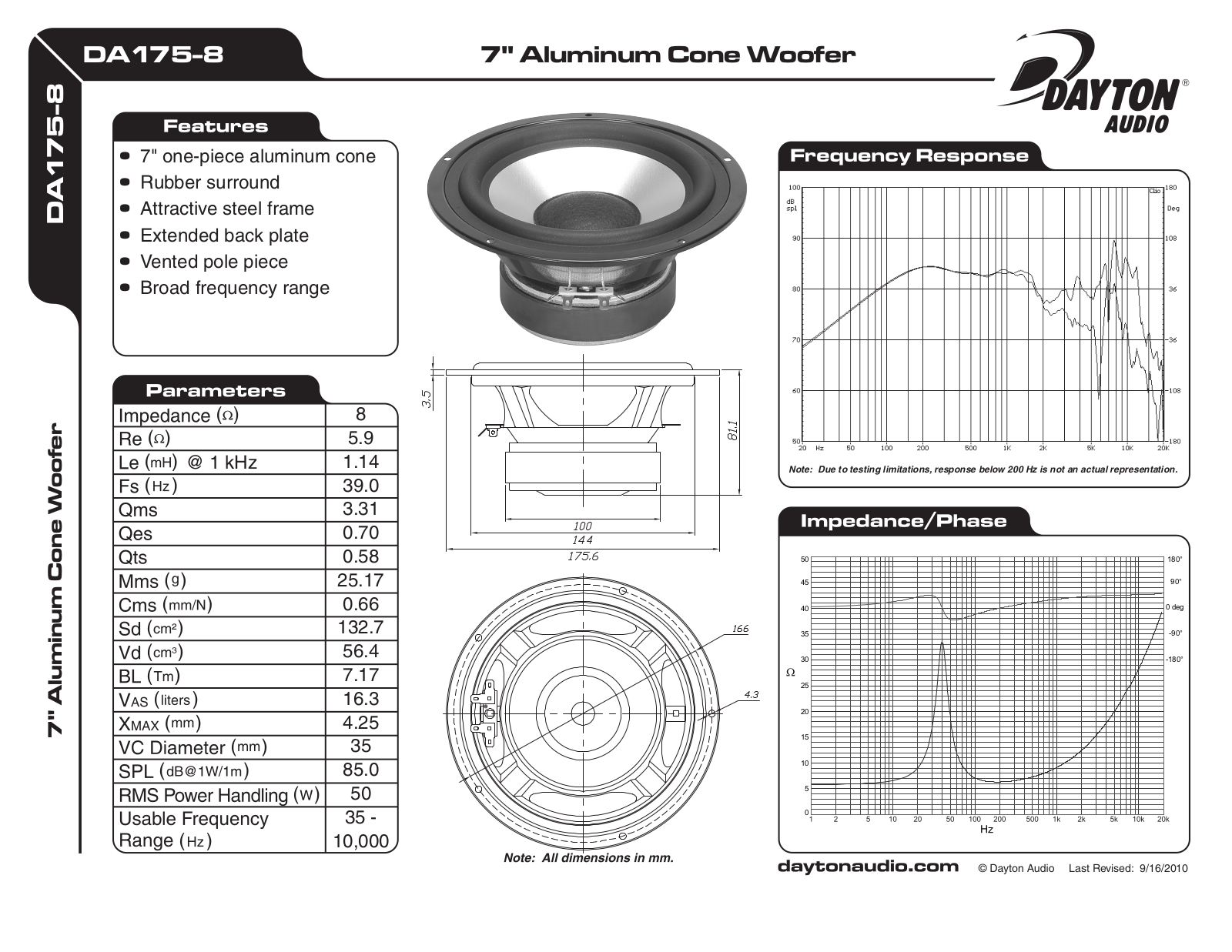 Dayton DA175-8 User Manual