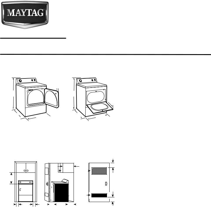 Maytag MEDX600XW, MEDX700AG, MEDX700XW, MEDX700XL, MEDX500XW Dimension Guide