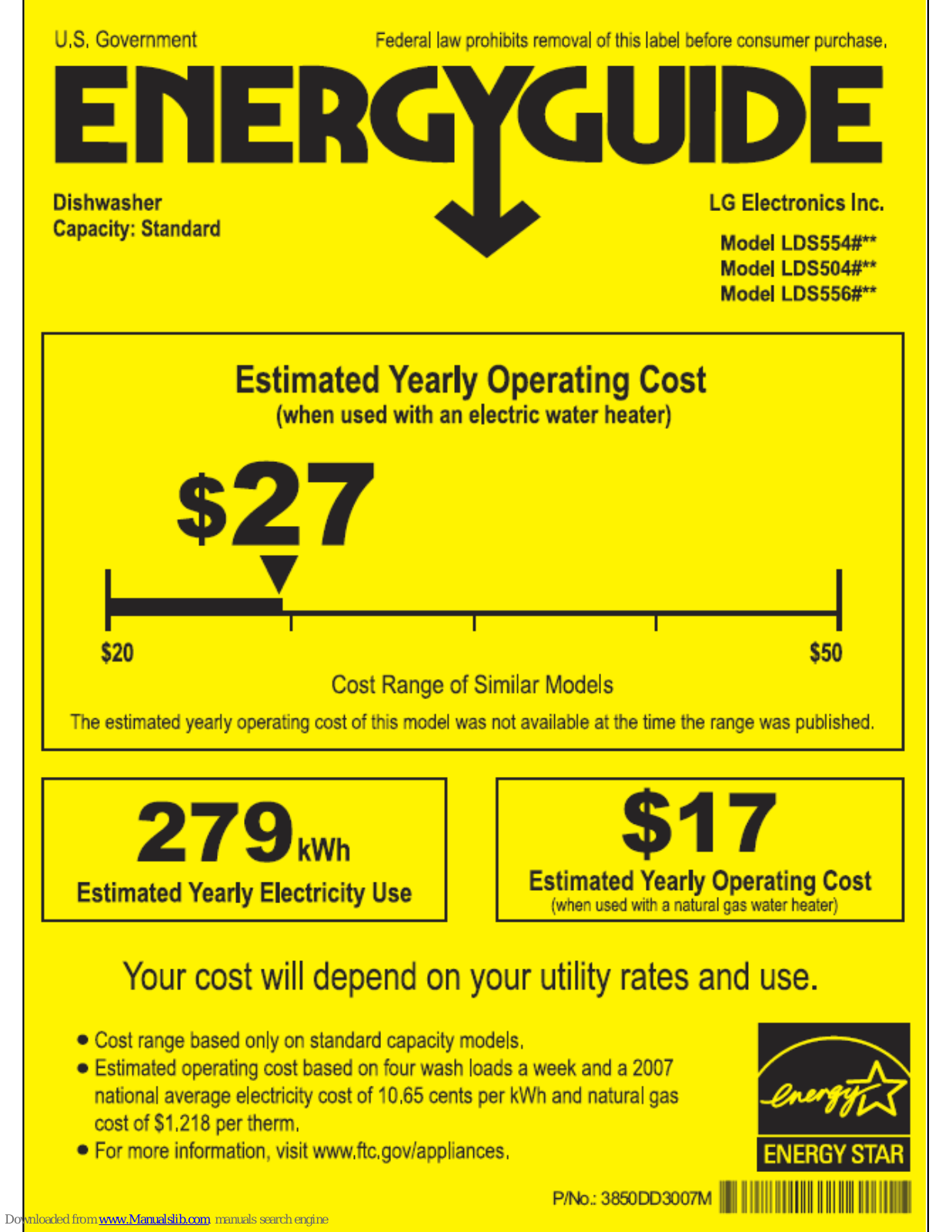 LG LDS5560ST, LDS554 series, LDS504 Series, LDS556 Series Energy Manual