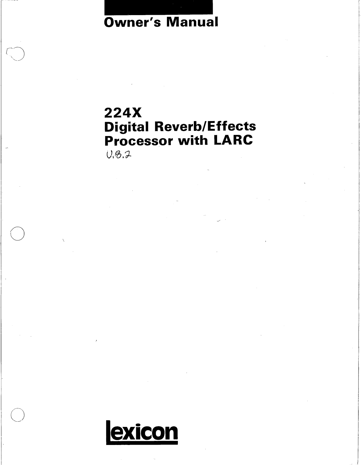 Lexicon M224XL Owner's Manual