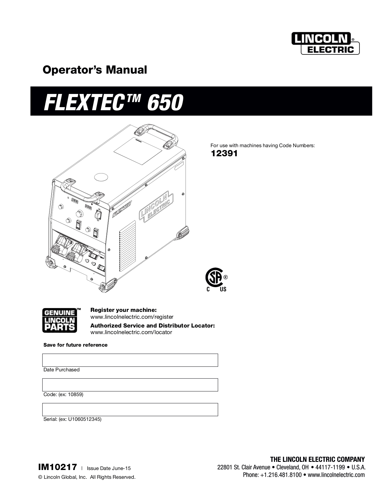 Lincoln Electric FLEXTECTM 650, flextec 450, Flextec 650x Operator's Manual