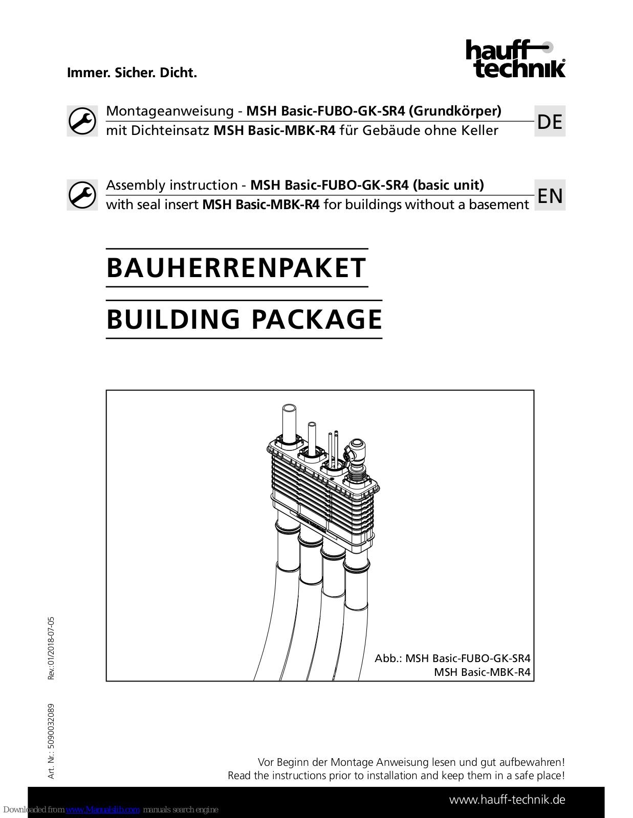 Hauff-Technik MSH Basic-FUBO-GK-SR4, MSH Basic-MBK-R4 Assembly Instruction Manual