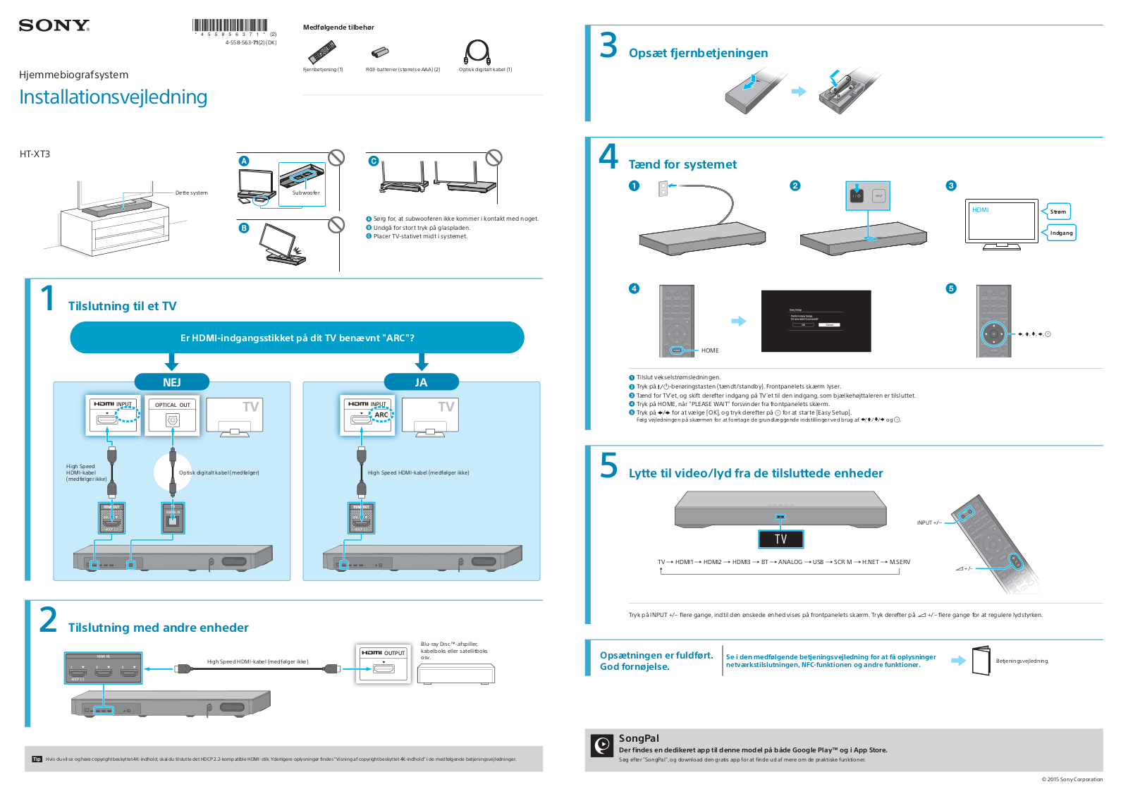 Sony HT-XT3 Getting Started Guide