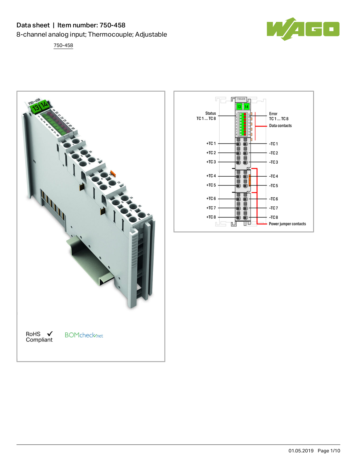 Wago 750-458 Data Sheet