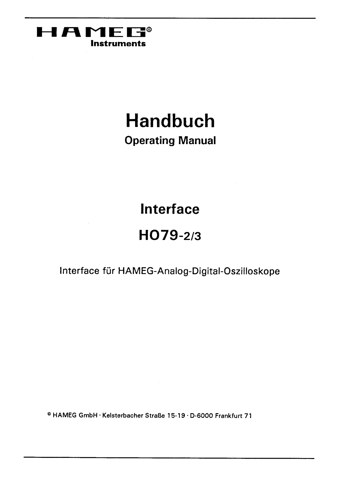 HAMEG HO79-3, HO79-2 User Manual