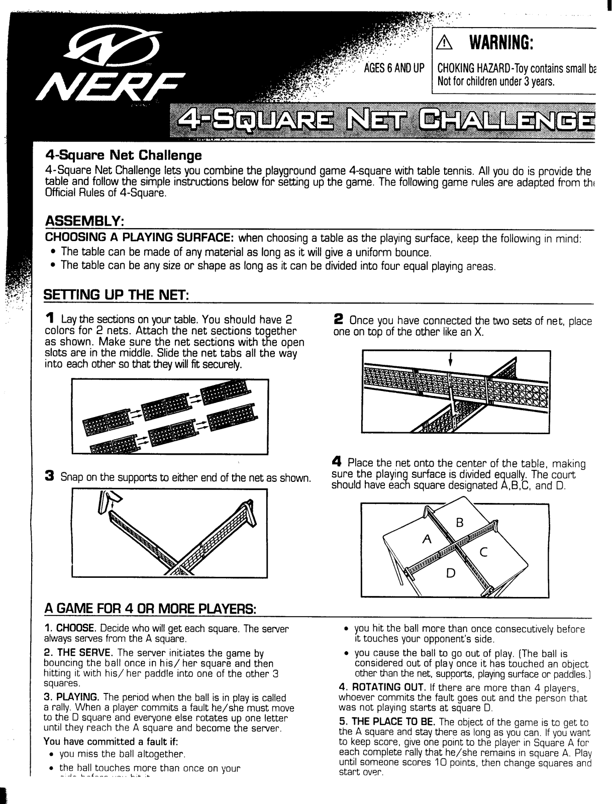 HASBRO Nerf 4 Square Net Challenge User Manual