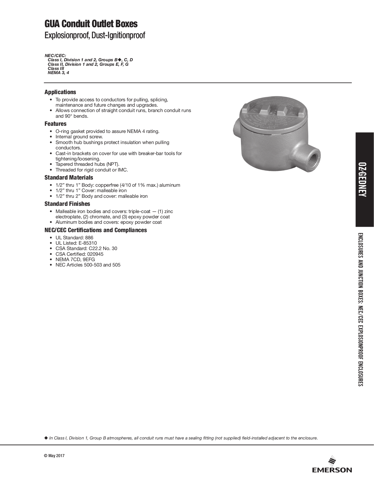 Appleton GUA Conduit Outlet Boxes Catalog Page