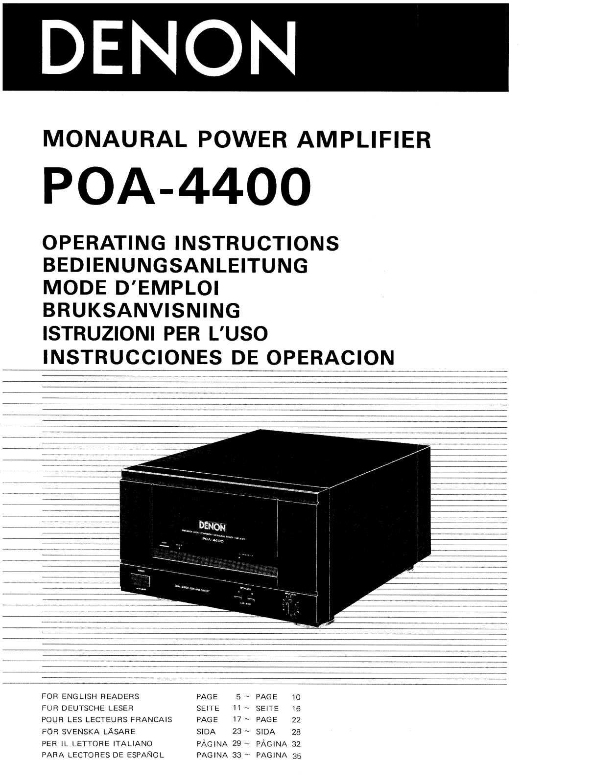 Denon POA-4400 Owner's Manual