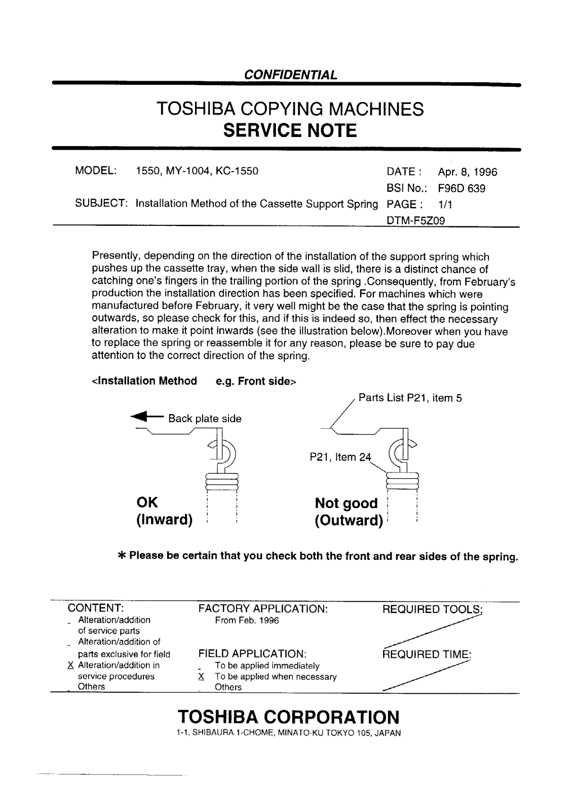 Toshiba f96d639 Service Note