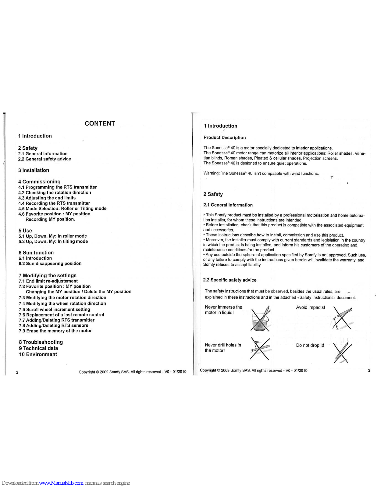 SOMFY sonesse 40 User Manual