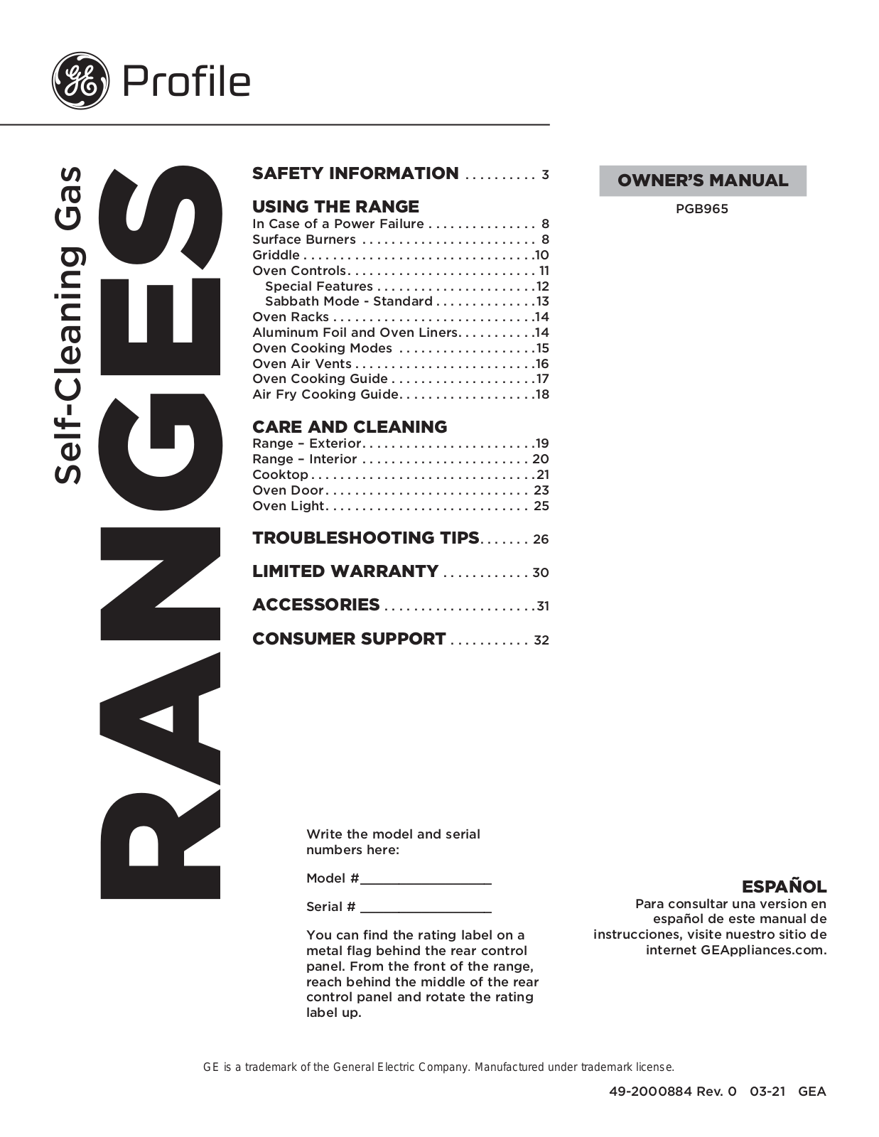 GE PGB965 Owner’s Manual - ManualMachine.com