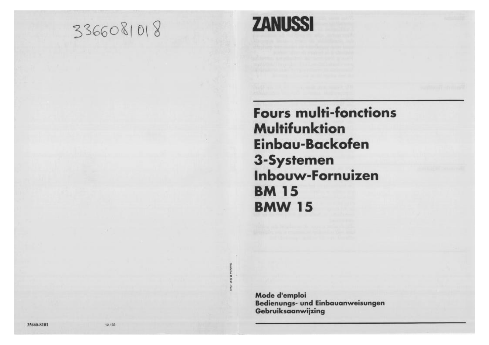 Zanussi BM15 User Manual