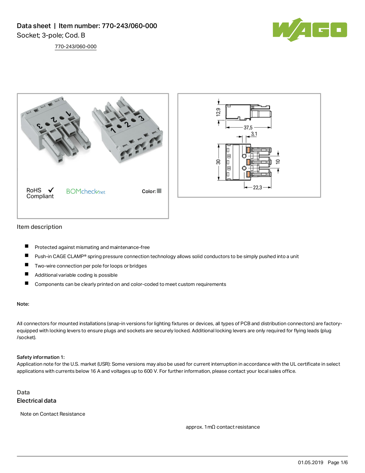 Wago 770-243/060-000 Data Sheet