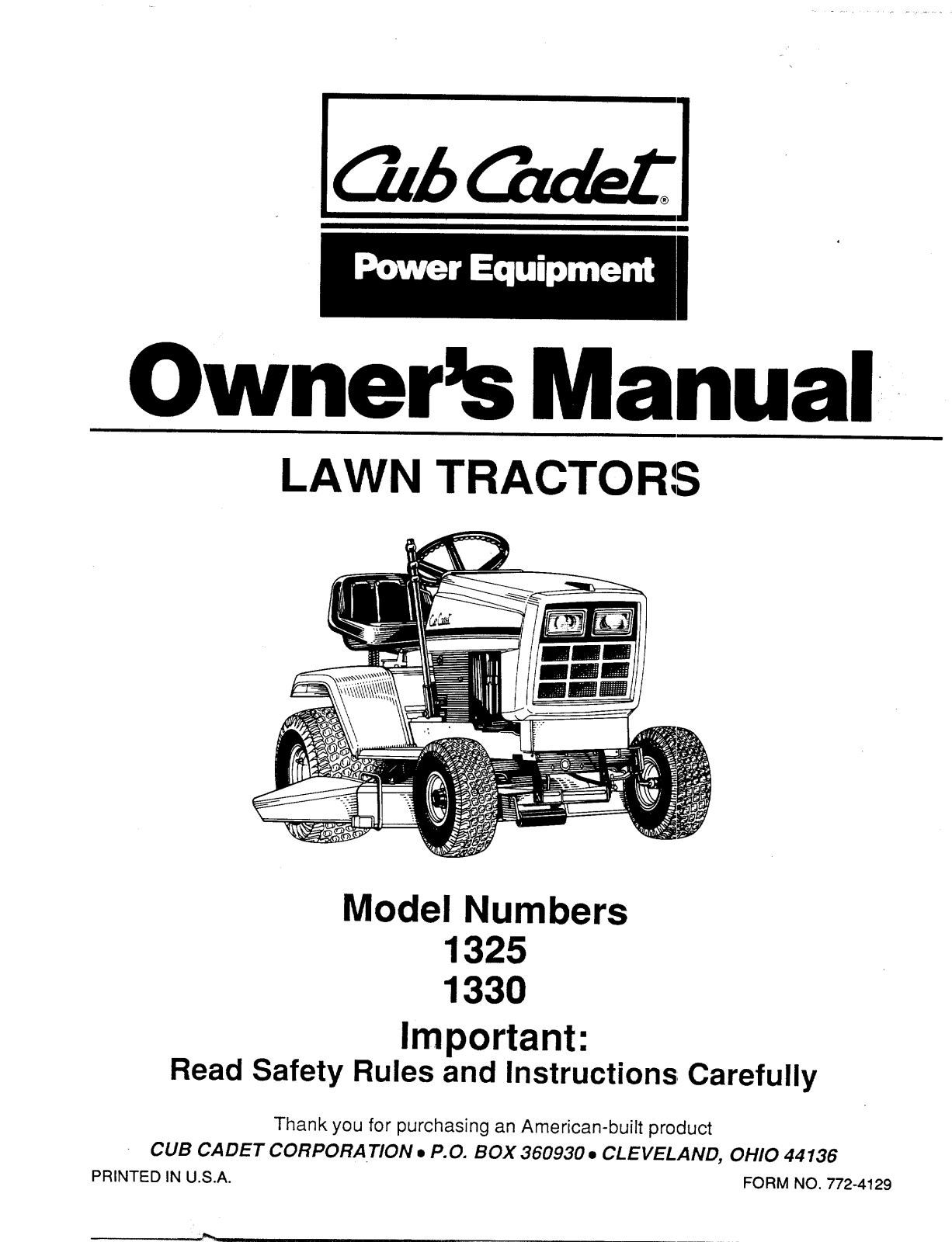 Cub Cadet 1330, 1325 User Manual