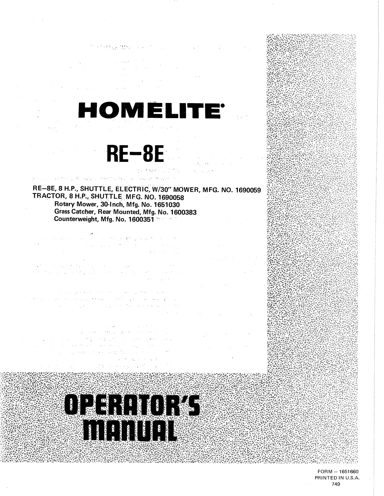 Homelite 1690058, 1690059, 1651030, 1600351 User Manual