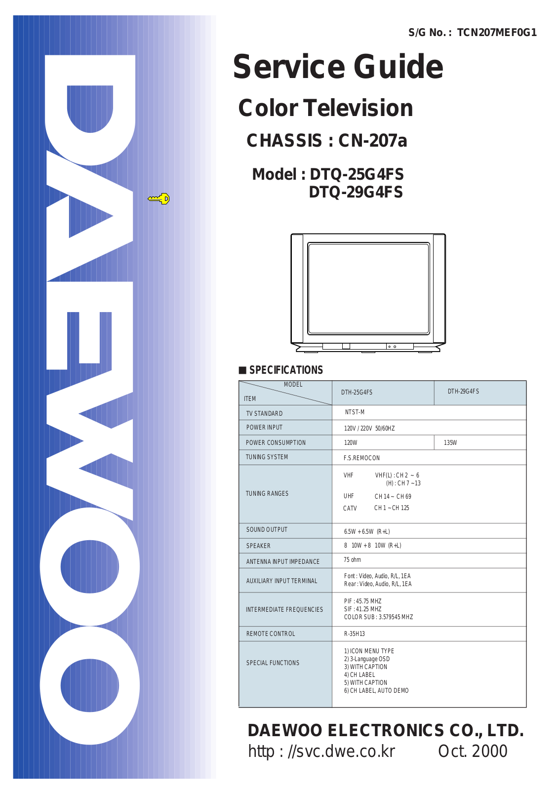 DAEWOO DTQ-29G4FS Service Manual
