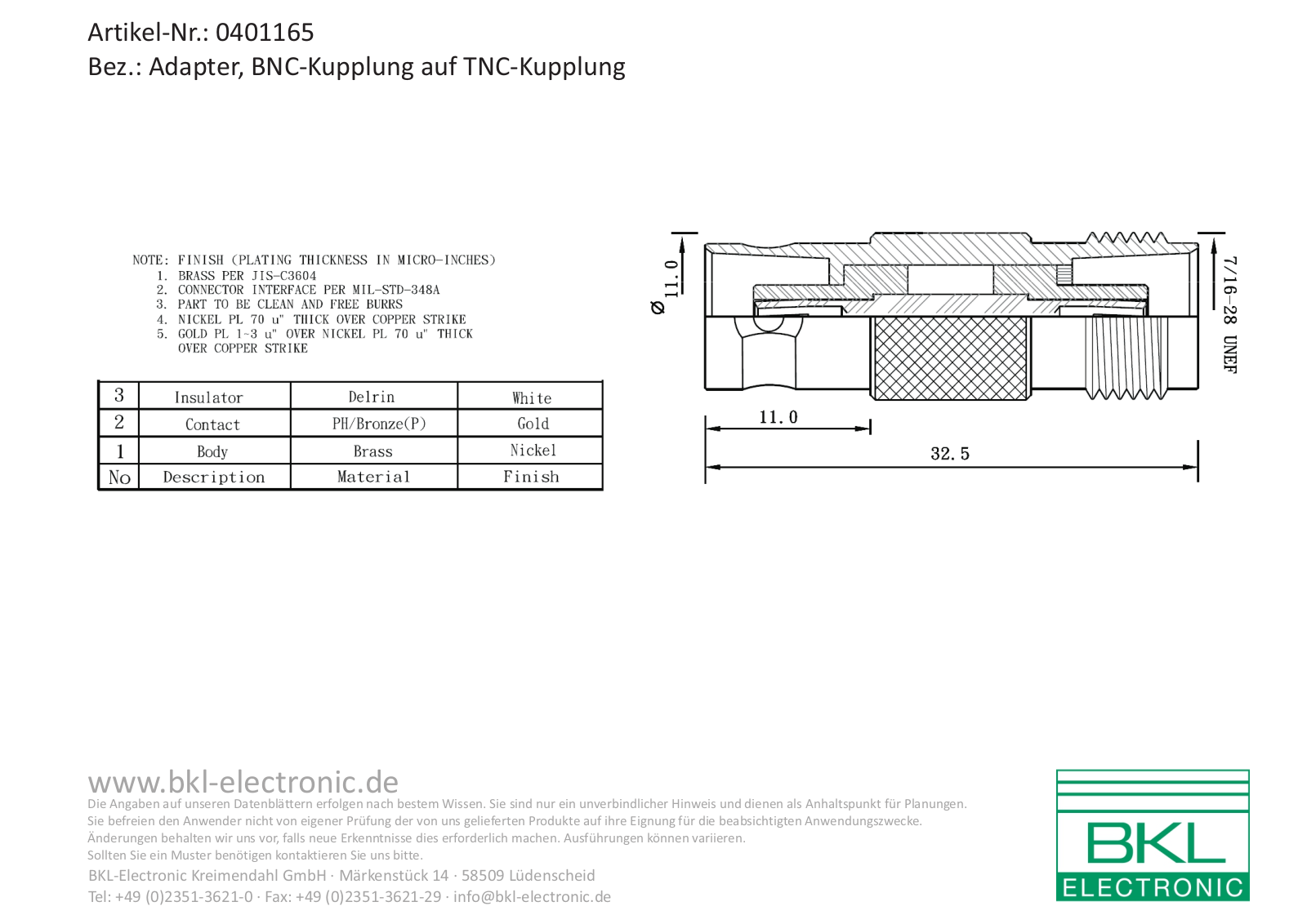 BKL TNC K205 Datasheet - ManualMachine.com