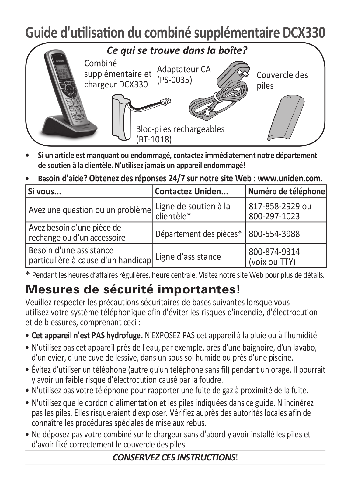 UNIDEN DCX330 User Manual