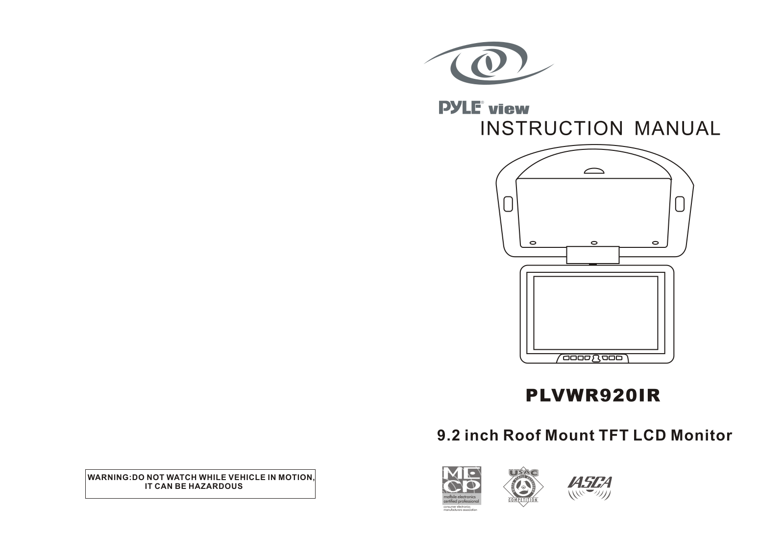 PYLE Audio PLVWR920IR User Manual