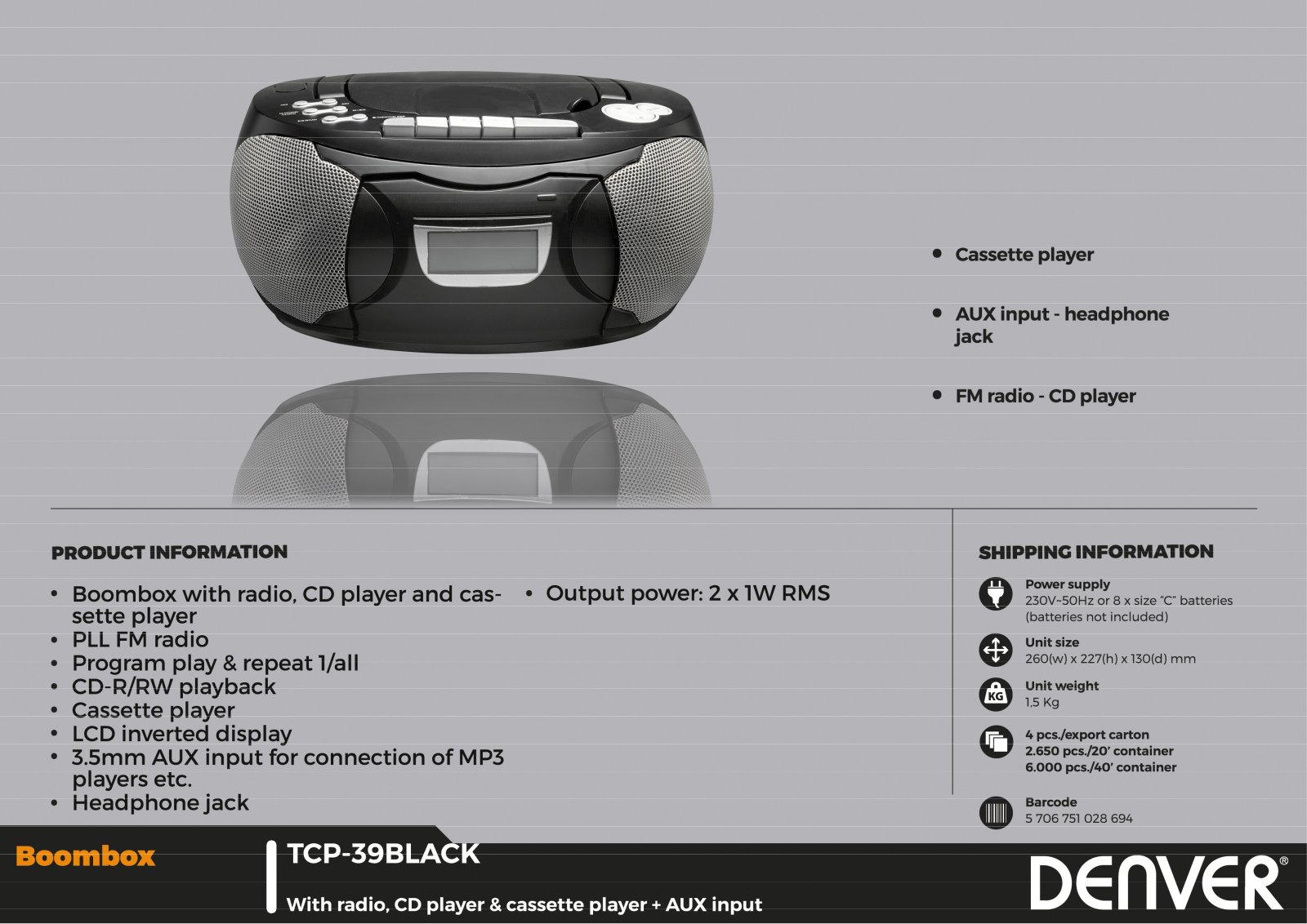 Denver TCP-39 User Manual