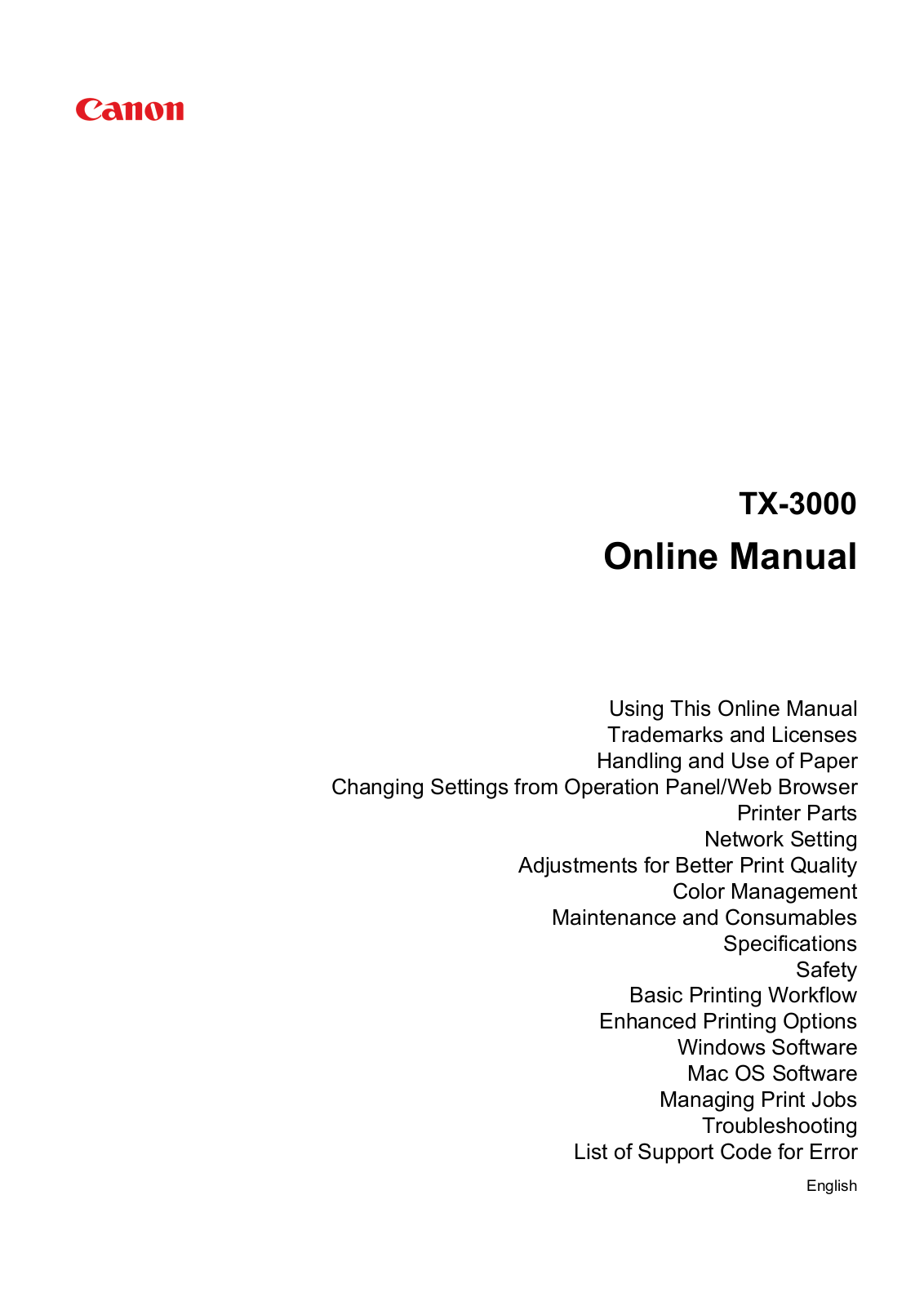 Canon imagePROGRAF TX-3000 User Manual