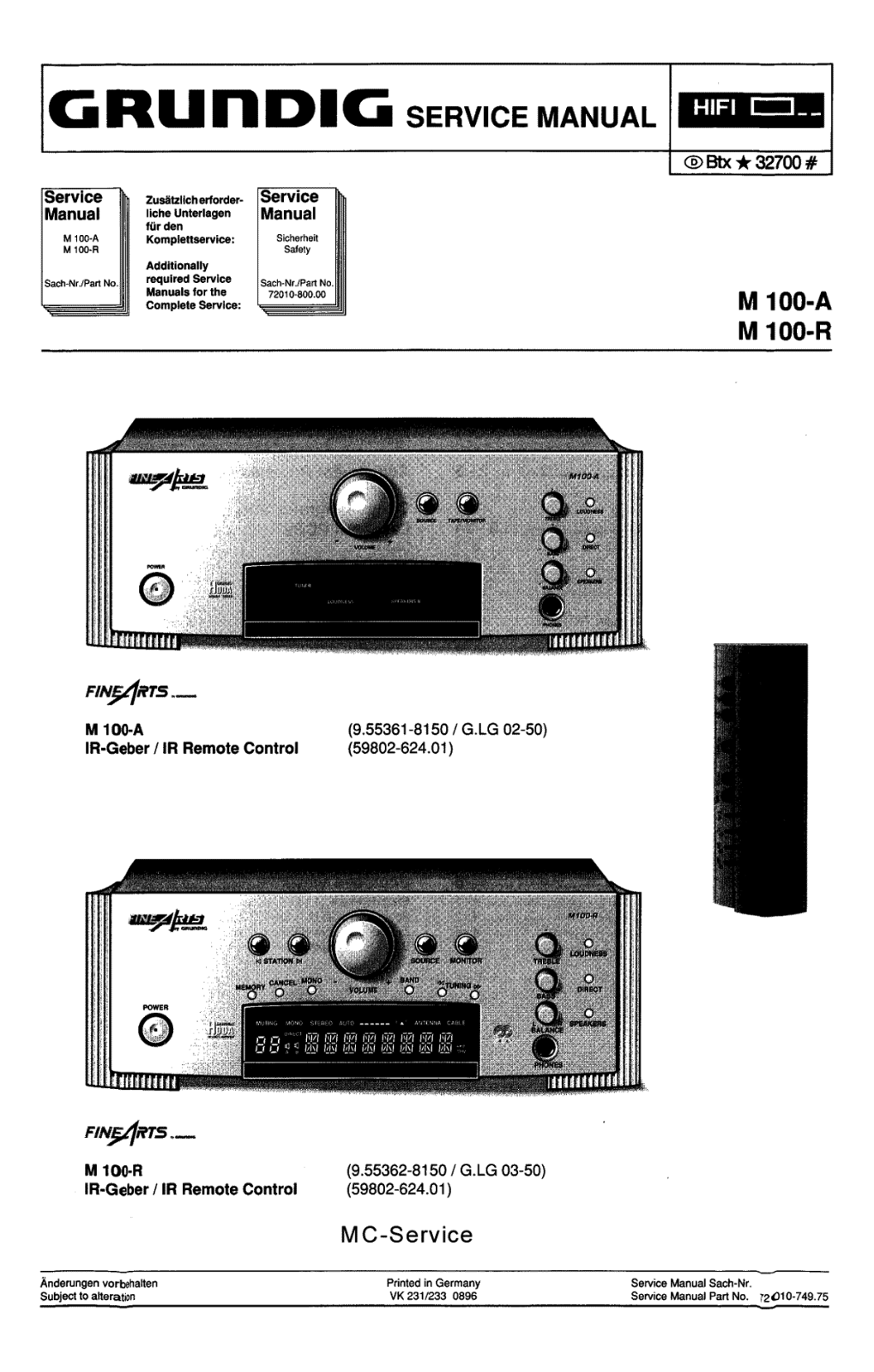 Grundig M-100-A Service manual