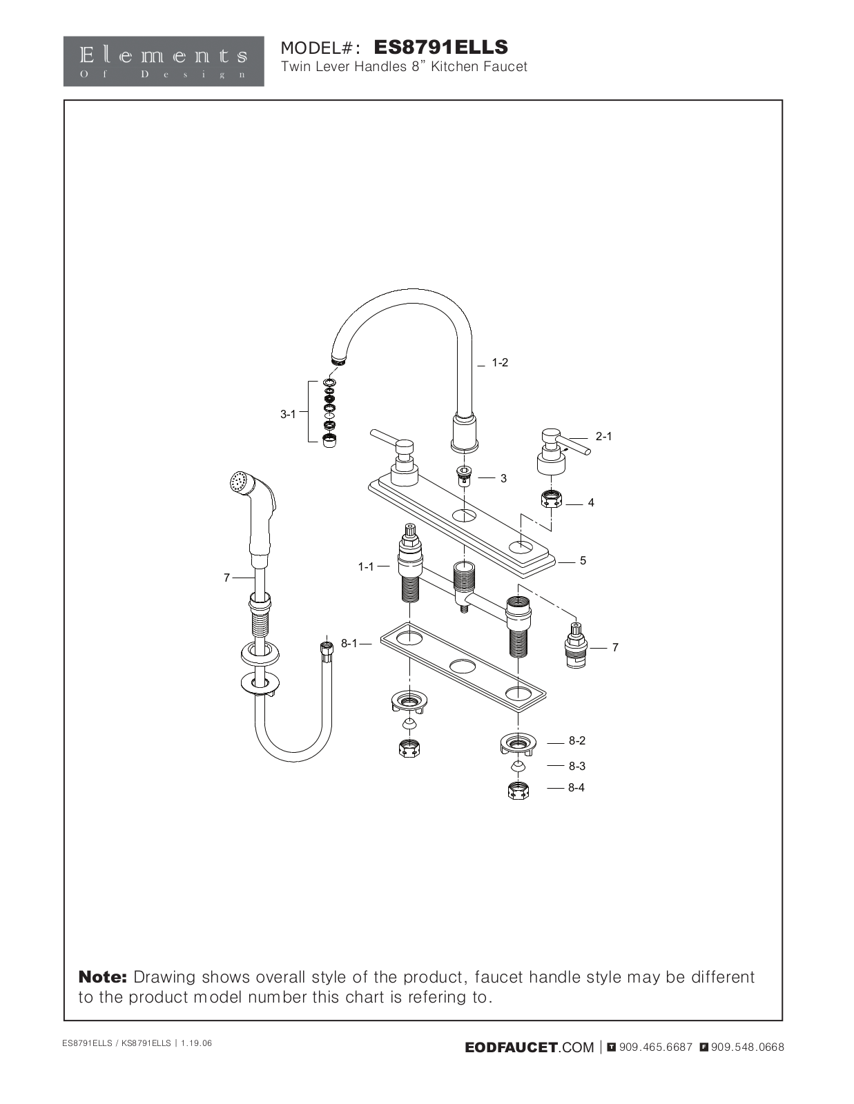 Elements of Design EDE2516 Service Parts - ManualMachine.com