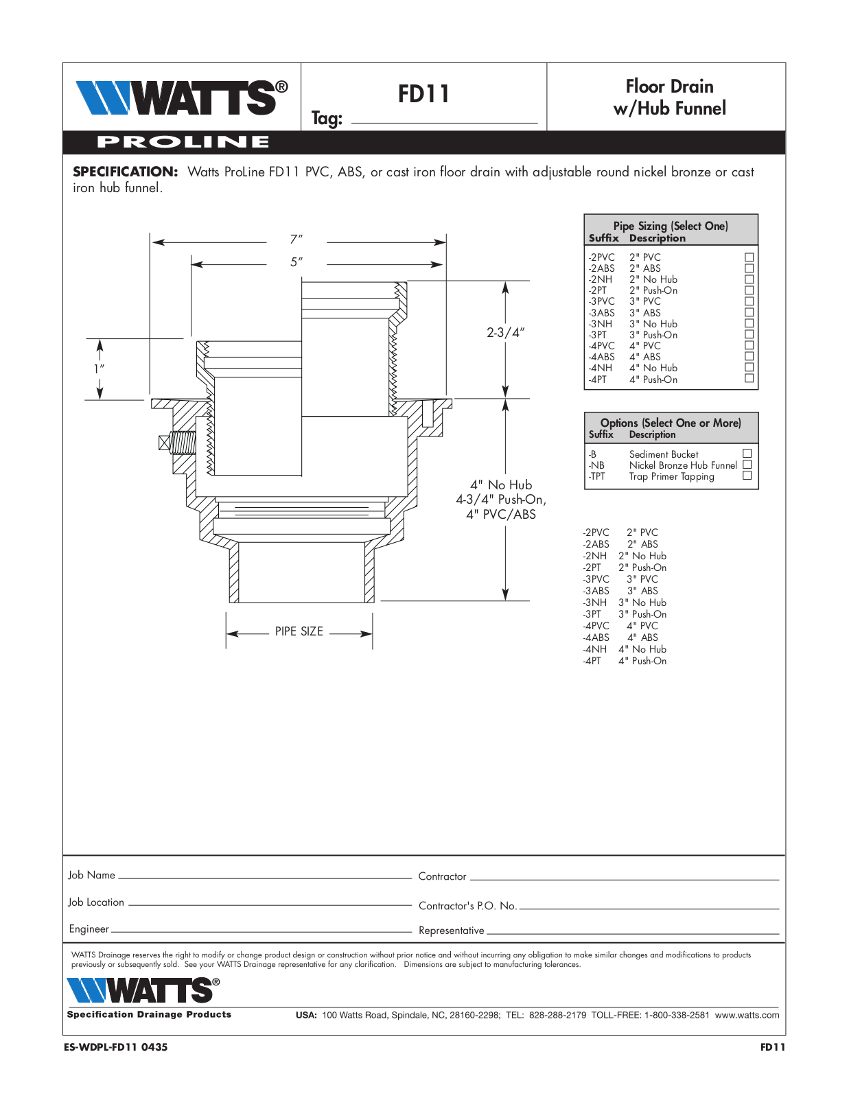 Watts FD11 User Manual