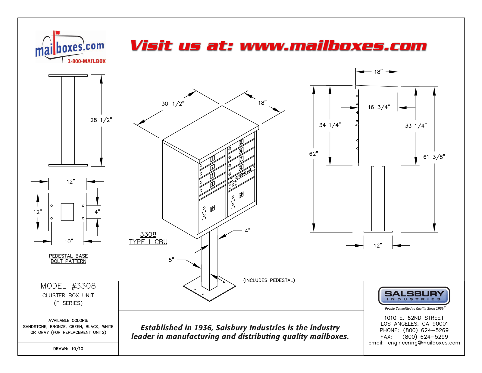 Salsbury Industries 3308WHTP User Manual