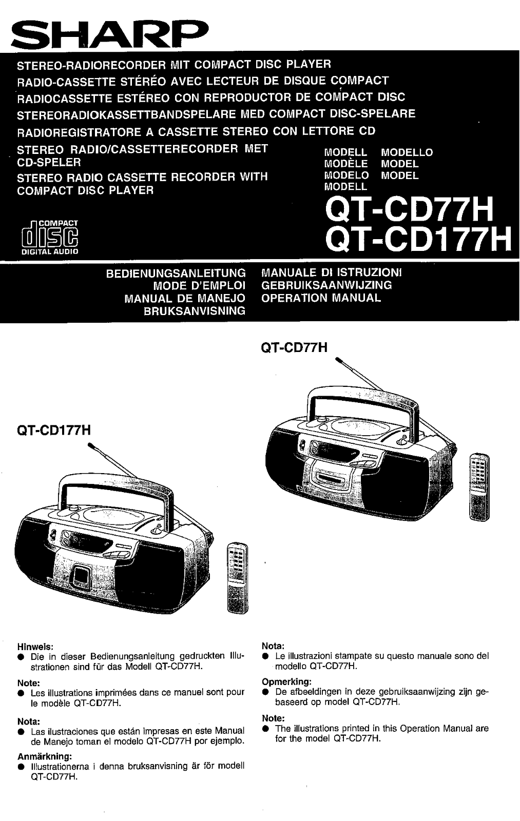 Sharp QT-CD177H, QT-CD77H User Manual