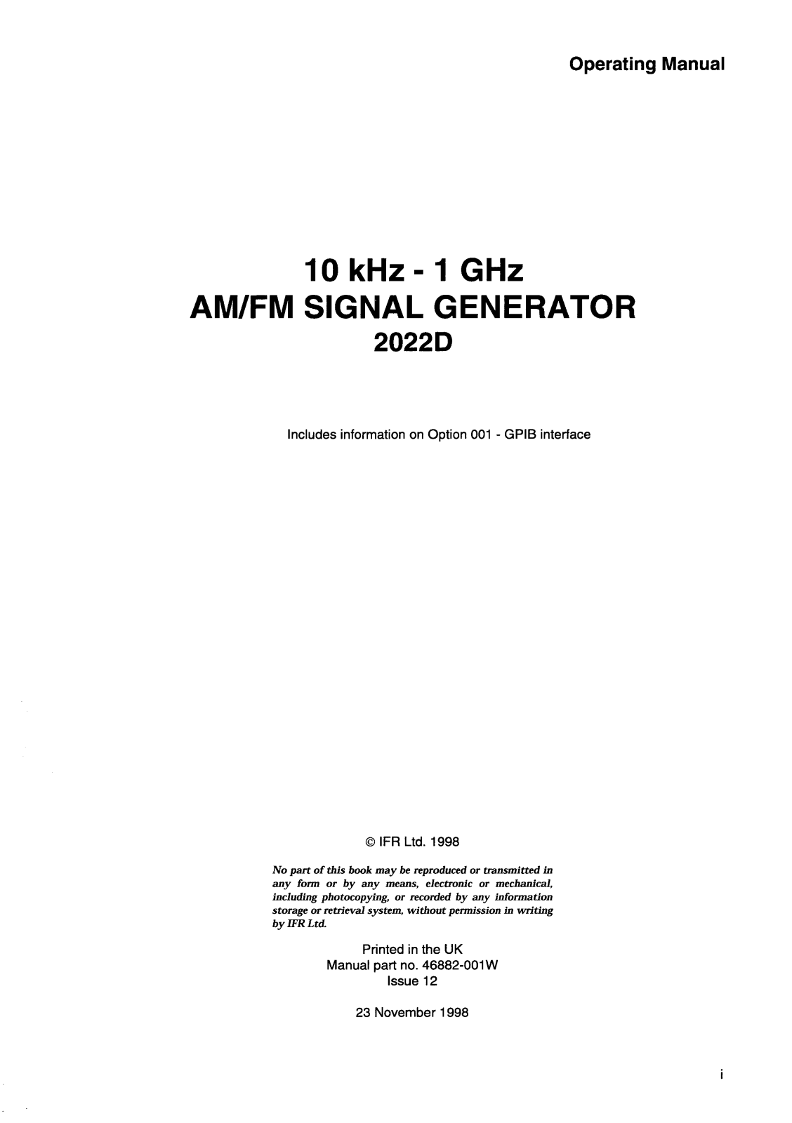 Marconi 2022D operating manual