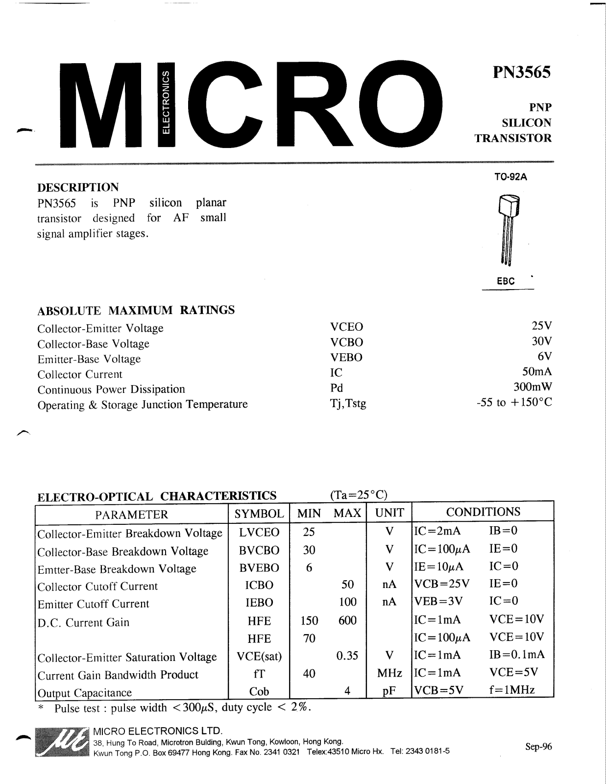 MICRO PN3565 Datasheet