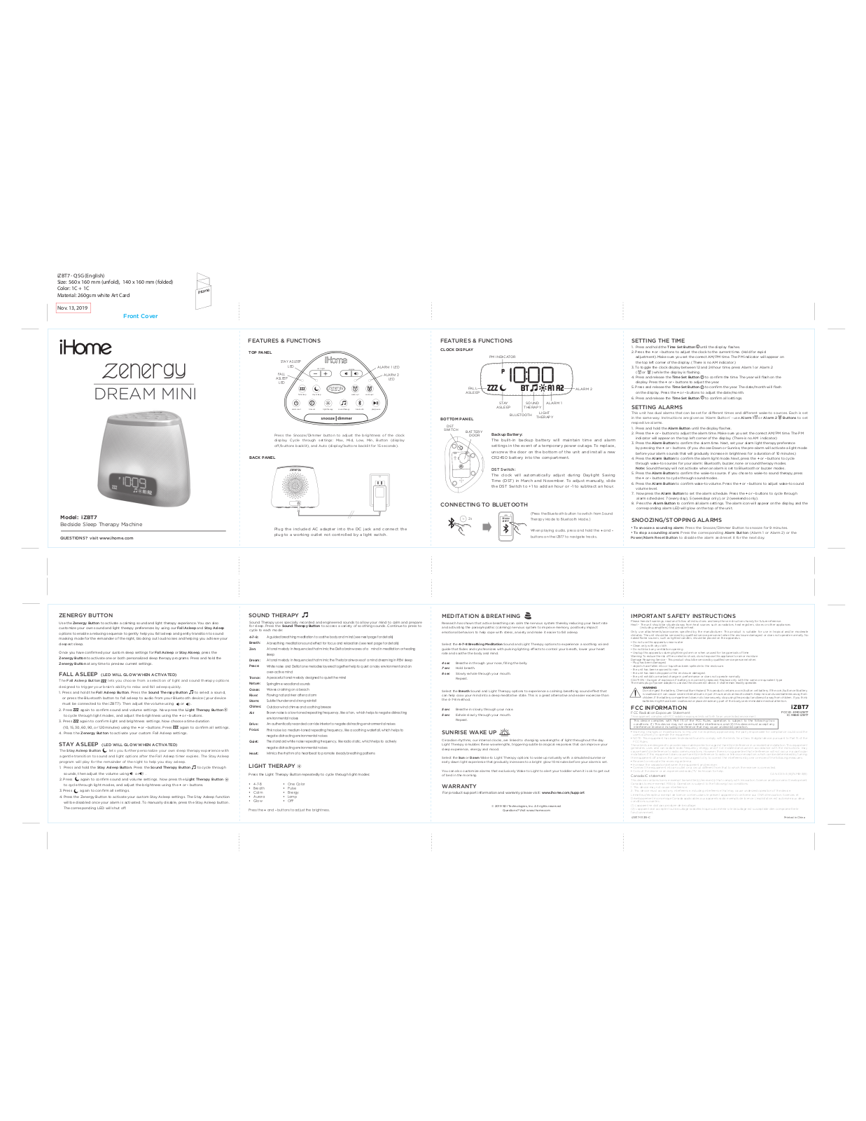 iHome IZBT7 Quick Start Guide