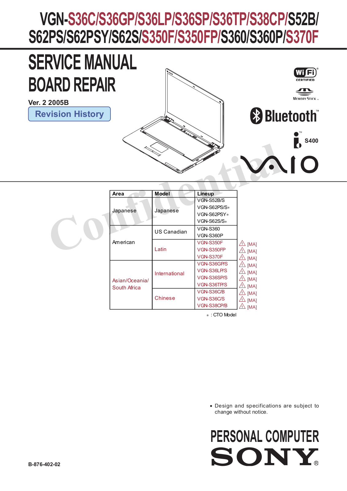 Sony VGN-S36C, VGN-S360, VGN-S38, VGN-S350, VGN-S52 Service Manual