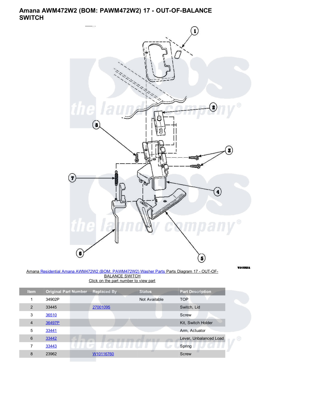 Amana AWM472W2 Parts Diagram