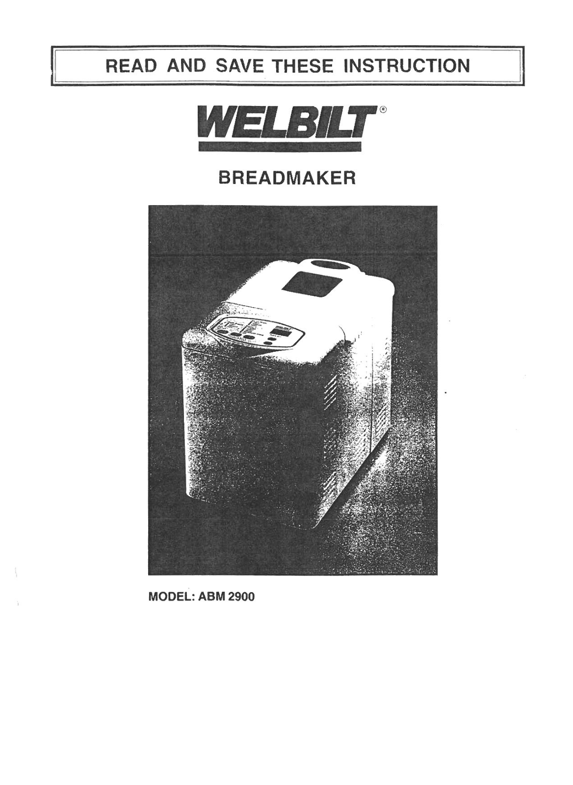Welbilt ABM 2900 User Manual