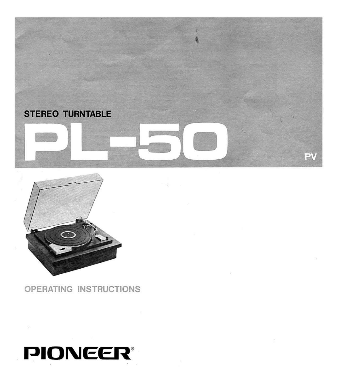 Pioneer PL-50 Owners manual