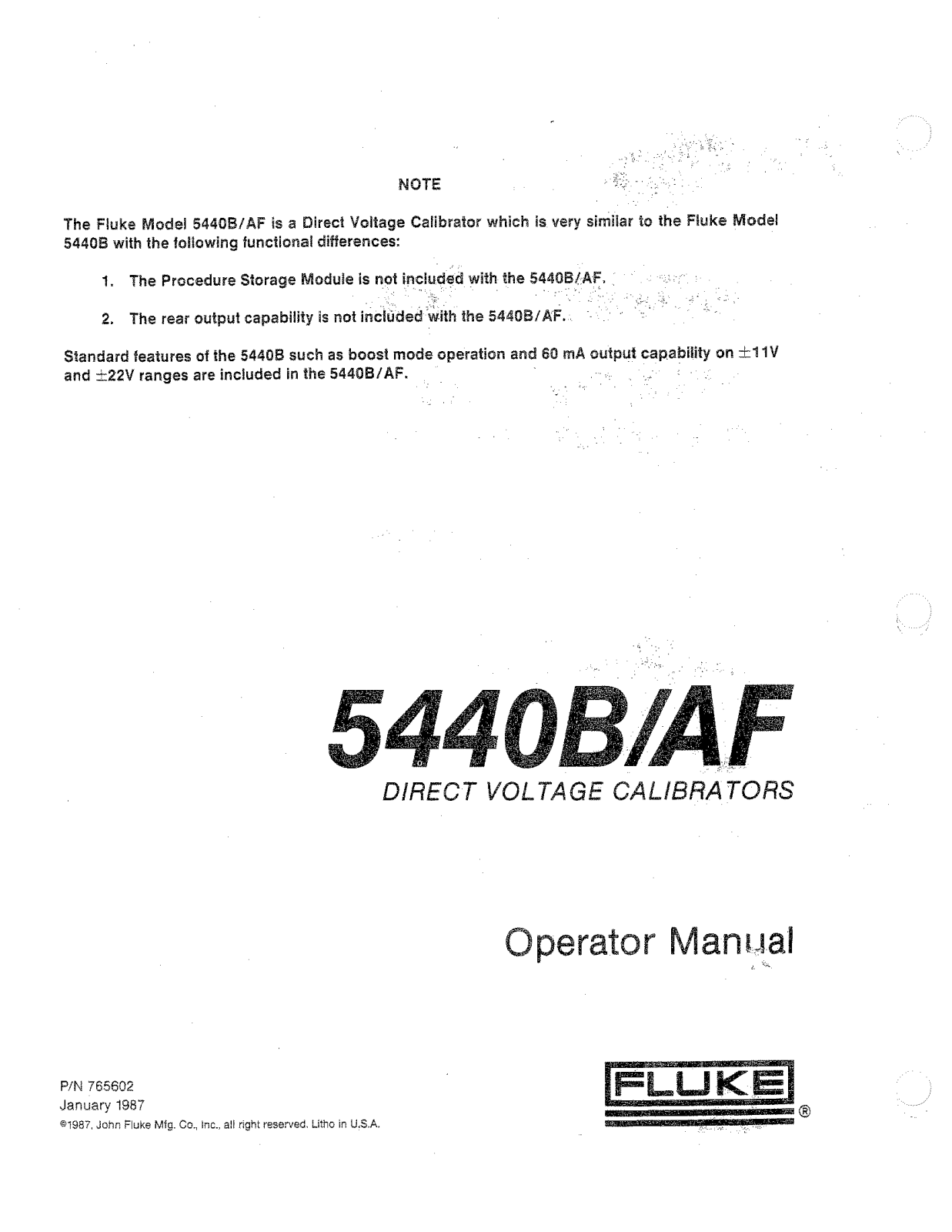 Fluke 5440BAF User Manual