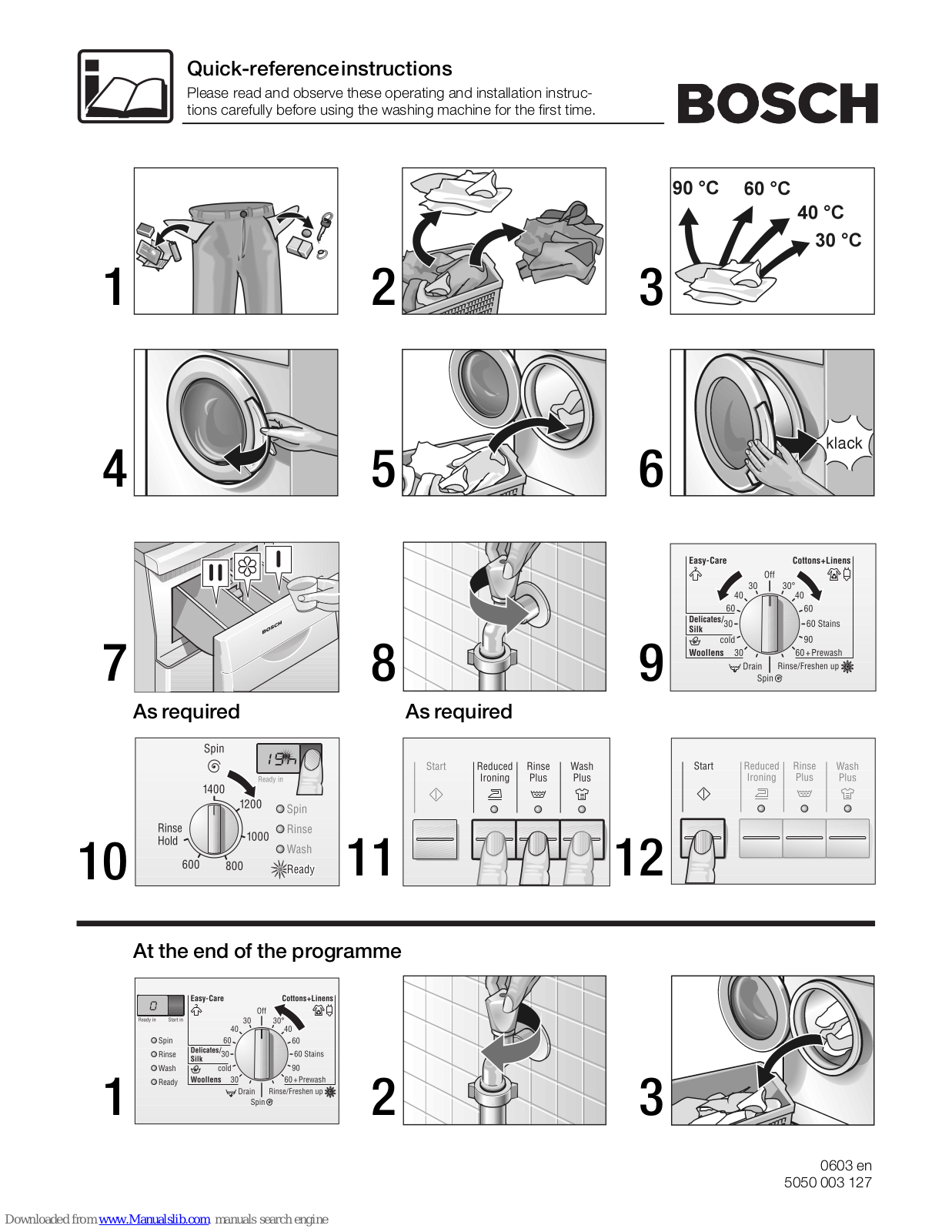 Bosch WFO2865UK/01 Quick Reference Instructions - ManualMachine.com