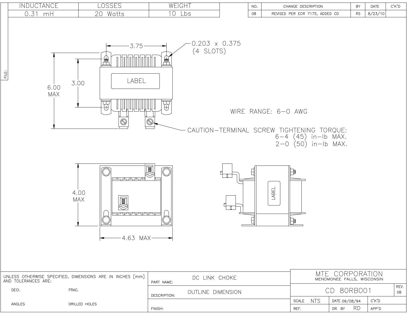 MTE CD 80RB001 CAD Drawings