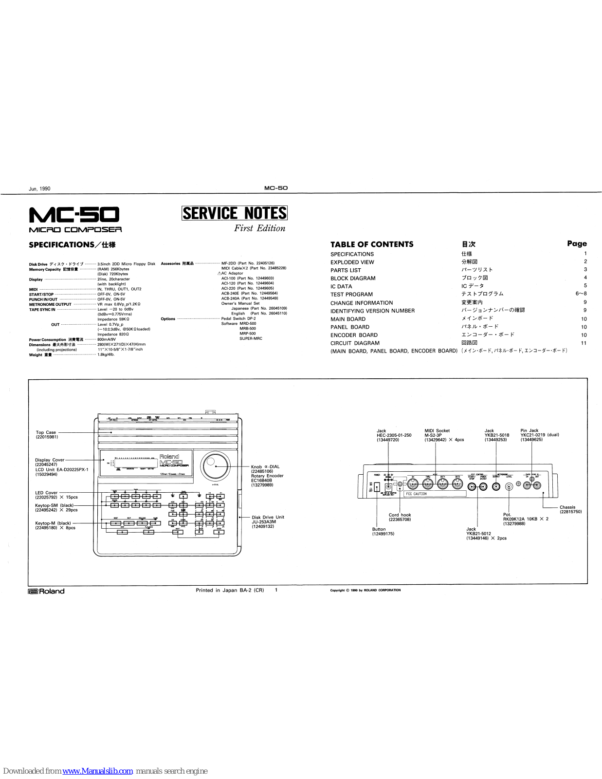 Roland Micro Composer MC-50 Service Notes - ManualMachine.com